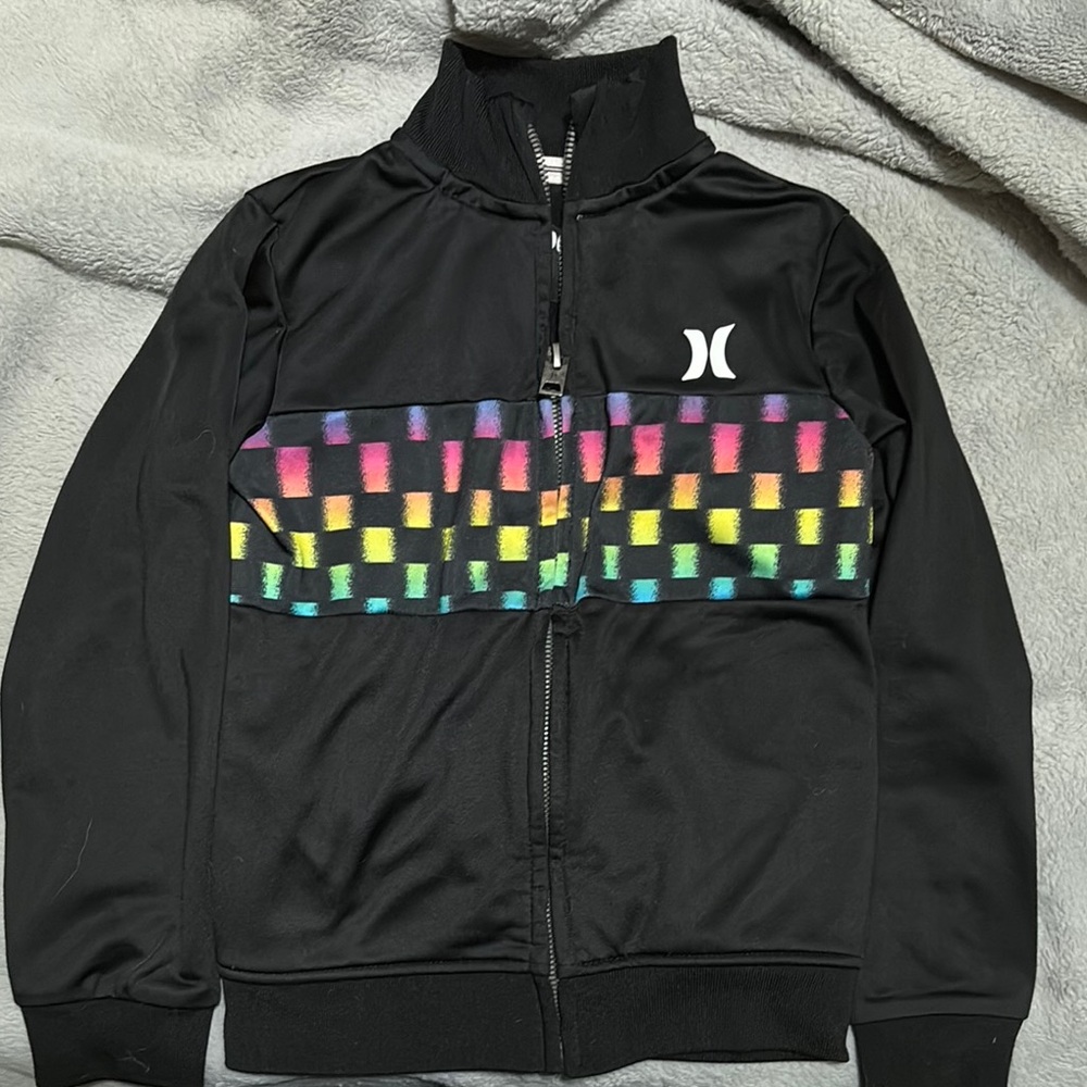 Hurley Black Jacket - Rainbow design and White Accents